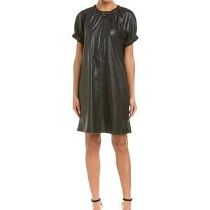 Women's Black Dina Faux Leather Zip Detail Dress ~ Size S ~ NWT